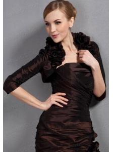 Elegant Hand Made Flowers Jacket in Brown