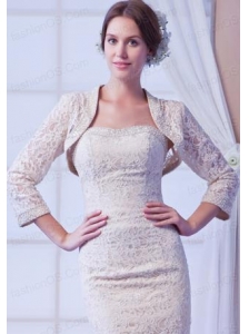 2014 Champagne Long Sleeves Jacket With Lace