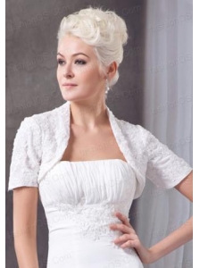 2014 White Short Sleeves Chiffon Jacket