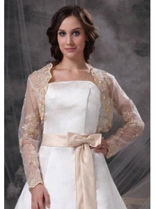 Champane Long Sleeves Jacket With Embroidery