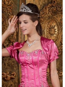Custom Made Open Front Quinceanera Jacket in Hot Pink For 2015