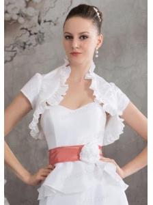 Elegant Short Sleeves Quinceanera Jacket in White