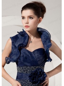 Fold-over Collar Sleeveless Jacket in Navy Blue