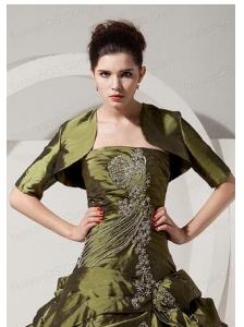 Inexpensive Olive Green Quinceanera Jacket with Short Sleeves