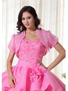 The Most Popular Open Front Quinceanera Jacket in Rose Pink For 2014