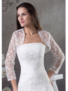 White Long Sleeves  Jacket With Lace