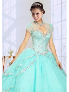 2014 Fashionable Beading Tulle Quinceanera Jacket in Mint