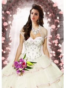 Exquisite Tulle Beading Special Occasion Quinceanera Jacket  in Ivory