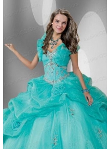 Fashionable Blue Organza Quinceanera Jacket with Beading