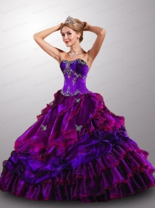 Gorgeous Sweetheart Ruffled Layers Multi-color Quinceanera Dress