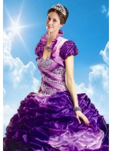 Lovely Fuchsia Organza Quinceanera Jacket with Ruffles