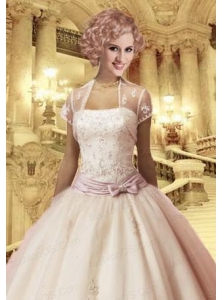 Lovely Tulle Ivory Special Occasion Prom with Appliques Quinceanera Jacket
