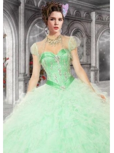 Pretty Organza with Beading and Ruffles Quinceanera Jacket