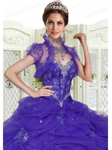 Purple Organza Special Occasion Wedding Bolero with Ruffles and Open Front
