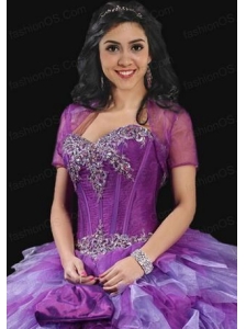 Romantic Purple Tulle Quinceanera Jacket with Open Front