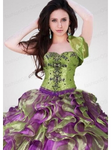 Wonderful Ruffles Organza Olive Green Quinceanera Jacket