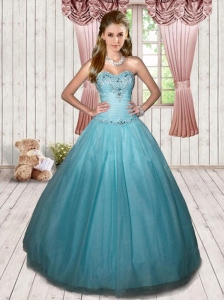2015 Elegant Beading Sweet Sixteen Quinceanera Dresses in Sky Blue