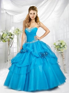 2015 Fashionable Sweetheart Blue Quinceanera Dresses with Beading
