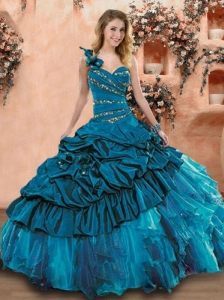 2015 Latest Teal Dress For Quinceanera with Beading and Ruffles