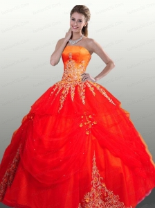 2015 Luxurious Red Quinceanera Dresses with Embroidery