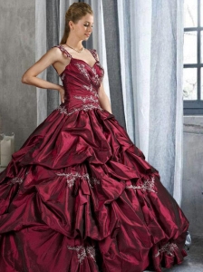 2015 Modern Wine Red Dress For Quinceanera with Appliques