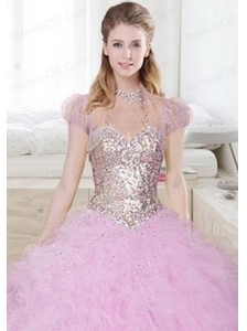 Beautiful Tulle Ruffls and Beading Quinceanera Jacket in Lilac