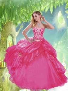 Cheap Sweetheart Beading and Pick-ups Quinceanera Dresses in Hot Pink