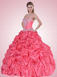 Custom Made Watermelon Quinceanera Dress with Appliques