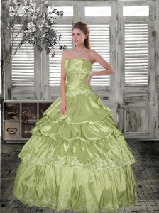 The Super Hot Appliques and Beading Quinceanera Gown in Yellow Green