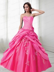 Brand New Ball Gown Strapless Quinceanera Dress with Appliques and Pick-ups
