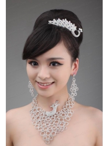 Dignified Jewelry Set Including Necklace Crown And Earrings In Phoenix Shape