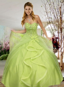 Fashionable Sweetheart Yellow Green Quinceanera Dresses with Beading