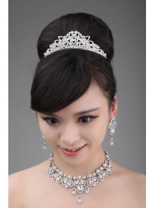 Luxurious Rhinestone and Alloy Dignified Ladies' Tiara and Necklace