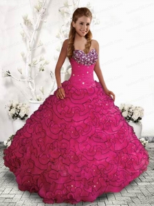 Gorgeous Sweetheart Hot Pink Quinceanera Dress with Beading and Pick-ups