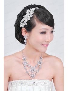 Intensive Flower Jewelry Set Including Necklace And Headpiece
