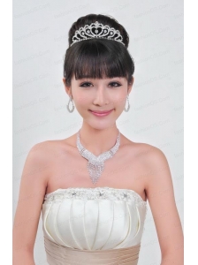 Luxurious Rhinestone Ladies' Jewelry Set Including  Necklace And Tiara