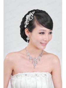 Gorgeous Alloy With Rhinestone Ladies' Necklace and Head piece