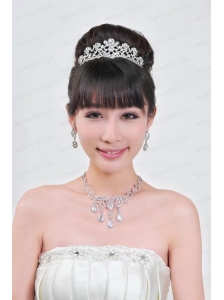 Gorgeous Alloy With Rhinestone Ladies' Necklace and Head piece