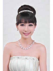 Gorgeous Alloy With Rhinestone Ladies' Necklace and Head piece