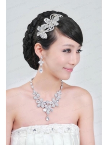 Gorgeous Alloy With Rhinestone Ladies' Necklace and Headpiece
