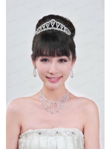 Magnificent Alloy With Rhinestone Ladies' Necklace and Tiara