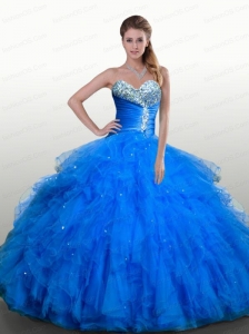 Sweetheart Royal Blue Quinceanera Dresses with Beading and Ruffles