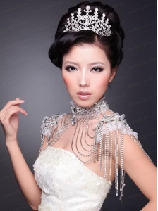 High Quality Alloy With Crystal Ladies' Tiara and Necklace