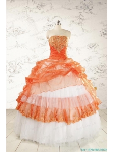 2015 Perfect Strapless Quinceanera Dresses with Beading