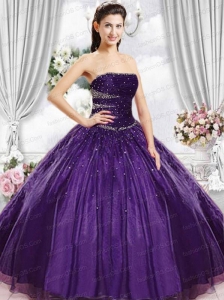 Gorgeous Strapless Purple Quinceanera Dresses with Beading