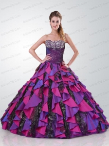 Modest Sweetheart Multi-color Sweet 15 Dress with Appliques and Beading