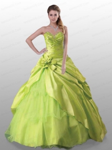 2015 Gorgeous Sweetheart Yellow Green Quinceanera Dresses with Beading
