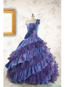 2015 Remarkable One Shoulder Hand Made Flowers and Ruffles Quinceanera