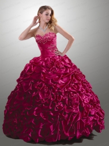 Customize Sweetheart Fuchsia Quince Dress with Beading and Ruffles