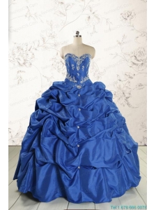 Elegant Beading Quinceanera Dresses in Royal Blue for 2015